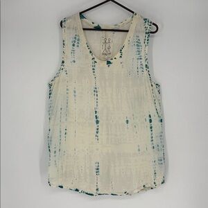 Pete & Greta Johnny Was Tie Dye Dress White Teal Size L